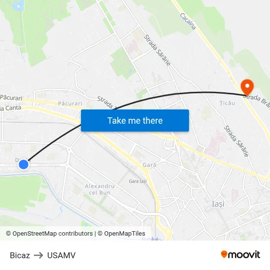Bicaz to USAMV map