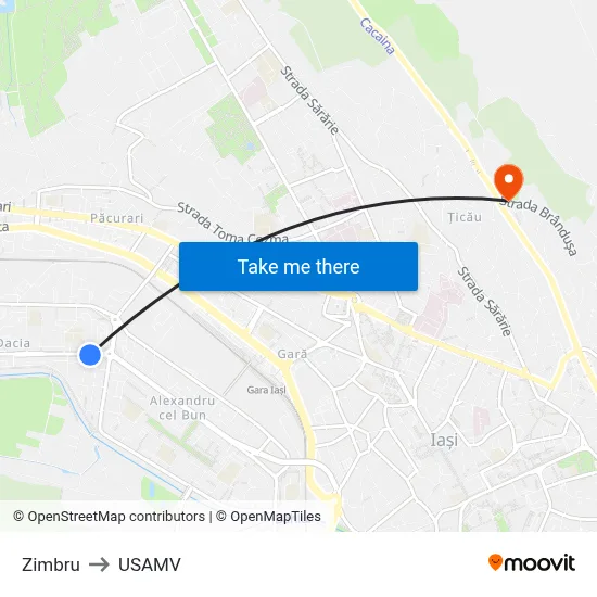 Zimbru to USAMV map