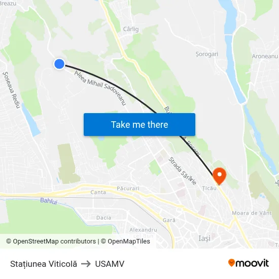 Stațiunea Viticolă to USAMV map