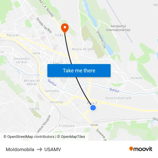 Moldomobila to USAMV map