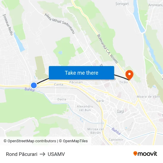 Rond Păcurari to USAMV map