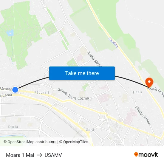Moara 1 Mai to USAMV map