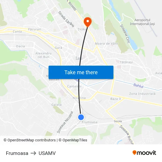 Frumoasa to USAMV map