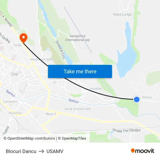 Blocuri Dancu to USAMV map