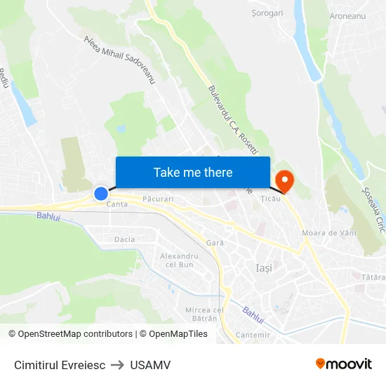 Cimitirul Evreiesc to USAMV map