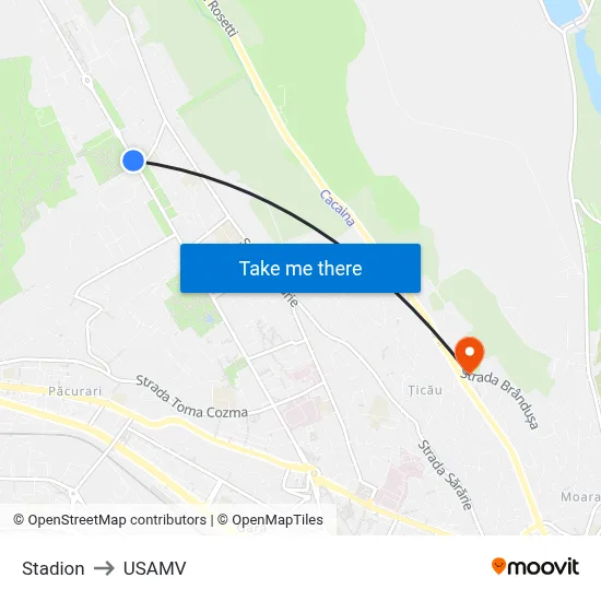 Stadion to USAMV map