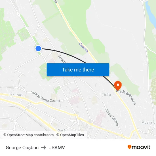 George Coșbuc to USAMV map