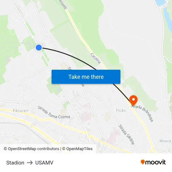 Stadion to USAMV map