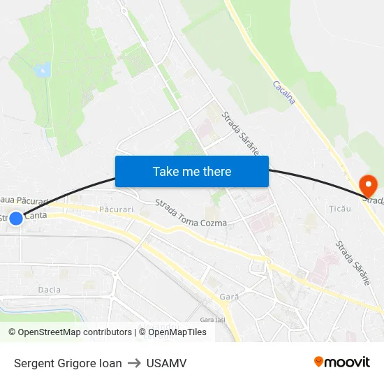 Sergent Grigore Ioan to USAMV map