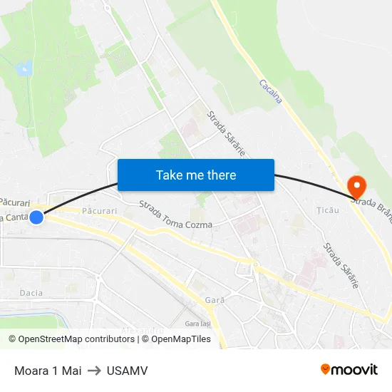 Moara 1 Mai to USAMV map