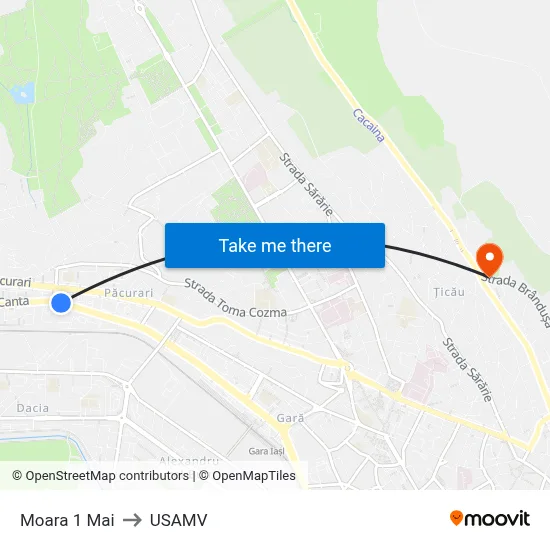 Moara 1 Mai to USAMV map