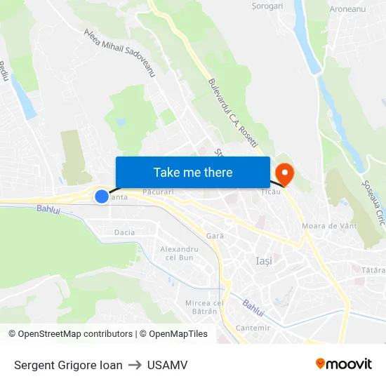 Sergent Grigore Ioan to USAMV map