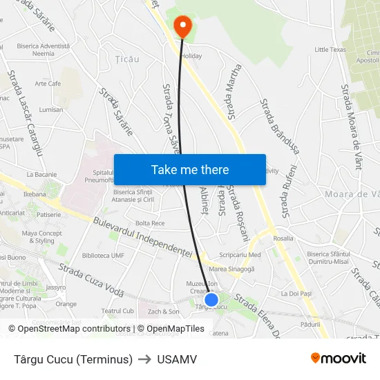 Târgu Cucu (Terminus) to USAMV map