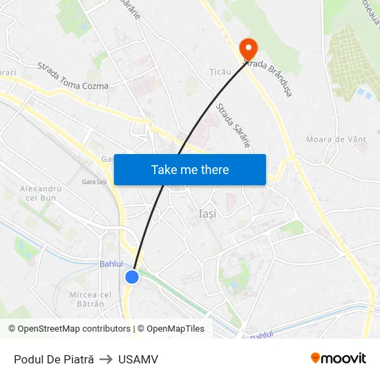 Podul De Piatră to USAMV map