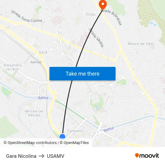 Gara Nicolina to USAMV map
