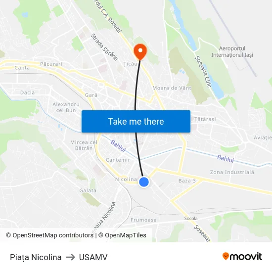 Piața Nicolina to USAMV map
