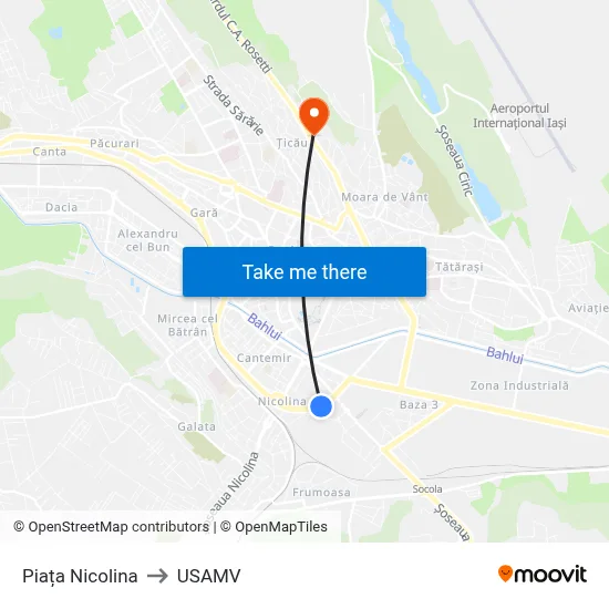 Piața Nicolina to USAMV map
