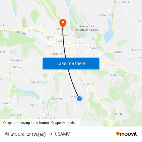 Ⓜ Str. Eroilor (Vişan) to USAMV map
