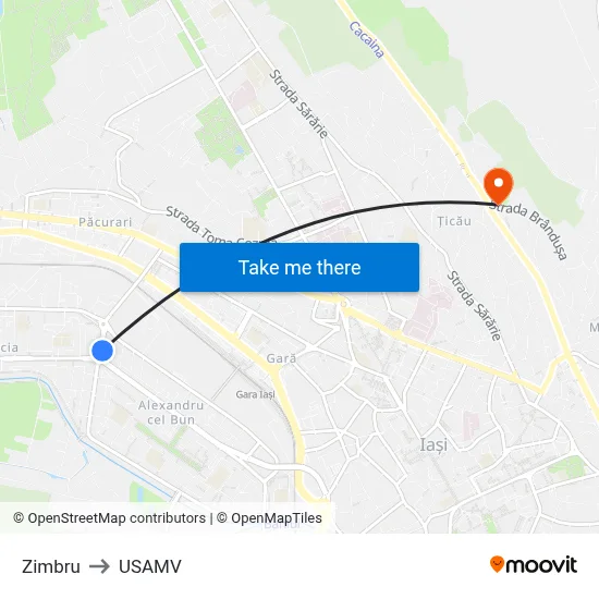 Zimbru to USAMV map
