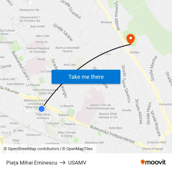 Piața Mihai Eminescu to USAMV map