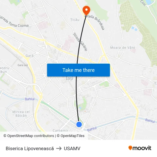 Biserica Lipovenească to USAMV map