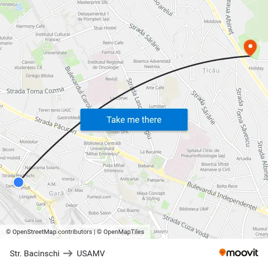 Str. Bacinschi to USAMV map