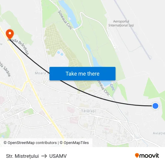 Str. Mistrețului to USAMV map