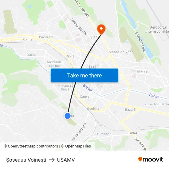 Şoseaua Voineşti to USAMV map