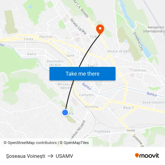 Şoseaua Voineşti to USAMV map