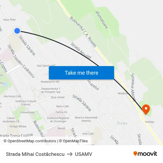 Strada Mihai Costăchescu to USAMV map