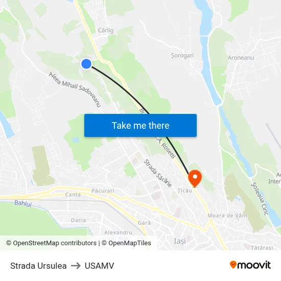 Strada Ursulea to USAMV map