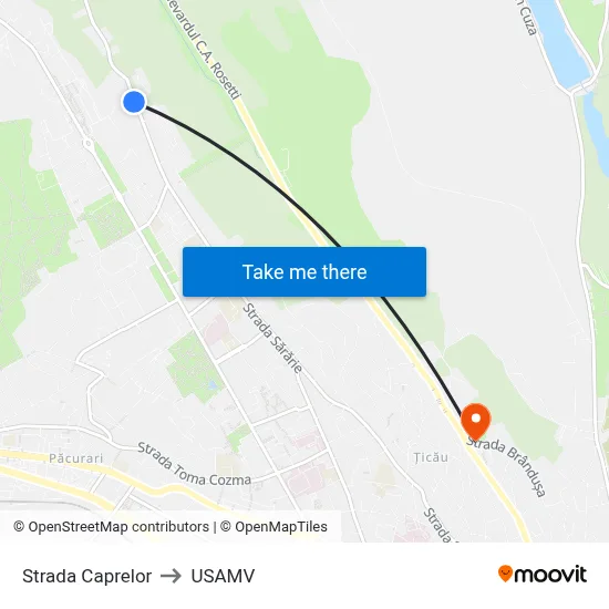 Strada Caprelor to USAMV map
