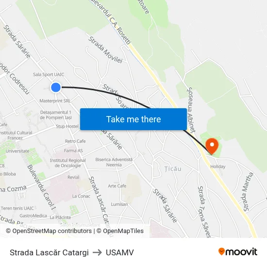 Strada Lascăr Catargi to USAMV map