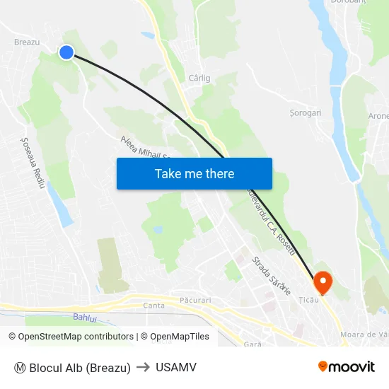 Ⓜ Blocul Alb (Breazu) to USAMV map