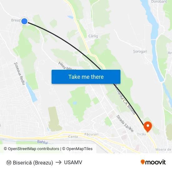 Ⓜ Biserică (Breazu) to USAMV map