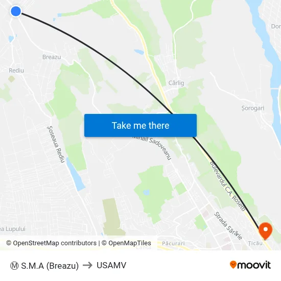 Ⓜ S.M.A (Breazu) to USAMV map