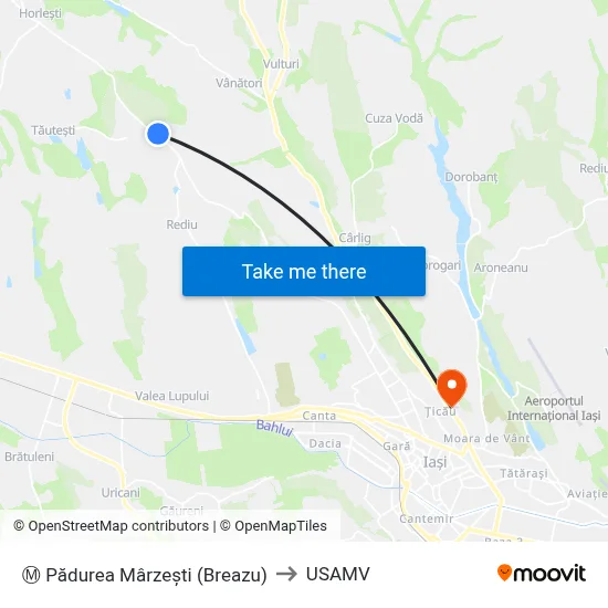 Ⓜ Pădurea Mârzești (Breazu) to USAMV map