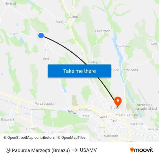 Ⓜ Pădurea Mârzești (Breazu) to USAMV map