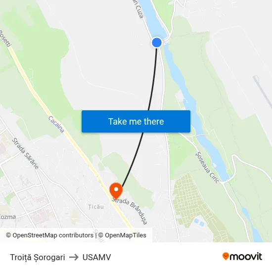 Troiță Șorogari to USAMV map