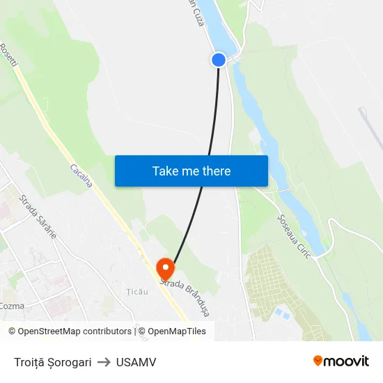 Troiță Șorogari to USAMV map