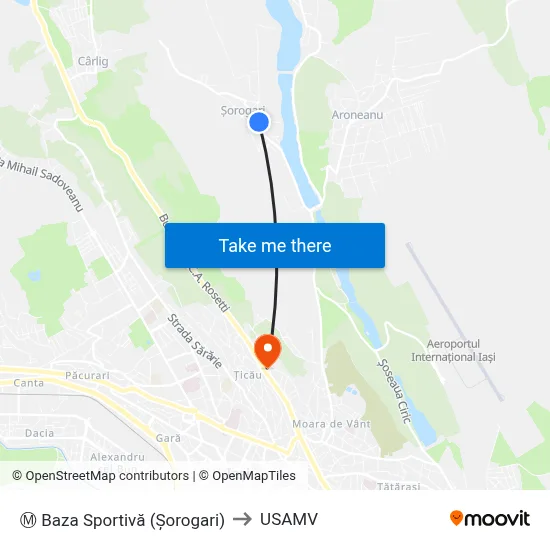 Ⓜ Baza Sportivă (Șorogari) to USAMV map