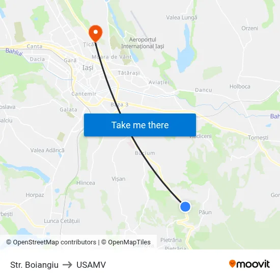 Str. Boiangiu to USAMV map