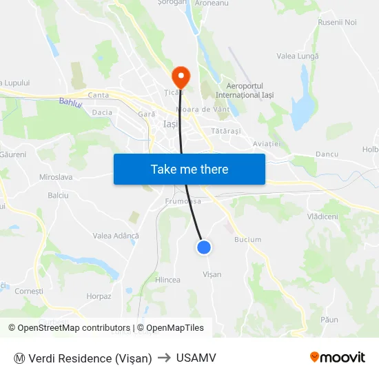 Ⓜ Verdi Residence (Vişan) to USAMV map