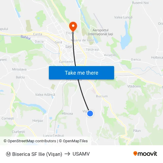 Ⓜ Biserica SF Ilie (Vişan) to USAMV map