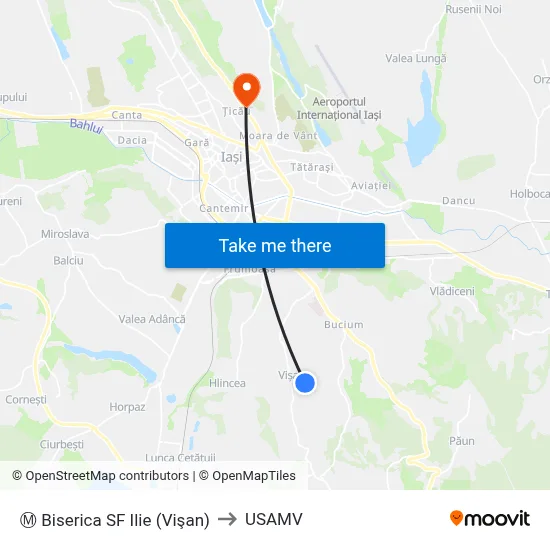 Ⓜ Biserica SF Ilie (Vişan) to USAMV map