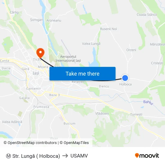 Ⓜ Str. Lungă ( Holboca) to USAMV map