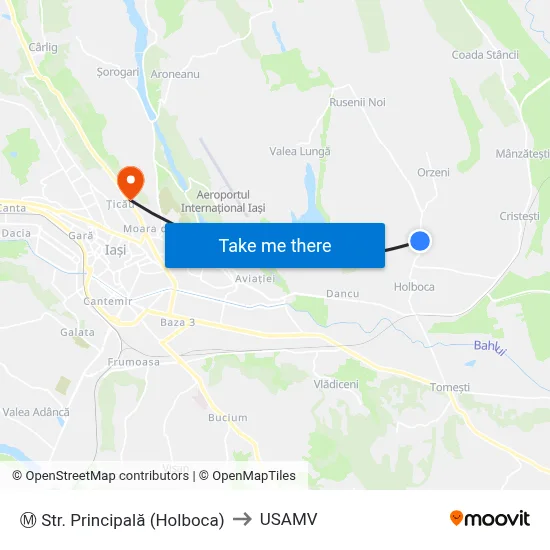 Ⓜ Str. Principală (Holboca) to USAMV map
