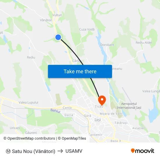 Ⓜ Satu Nou (Vânători) to USAMV map