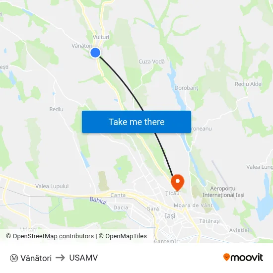 Ⓜ Vânători to USAMV map