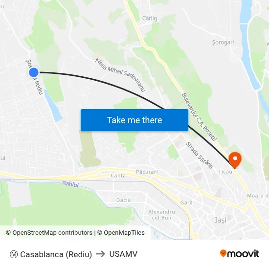 Ⓜ Casablanca (Rediu) to USAMV map